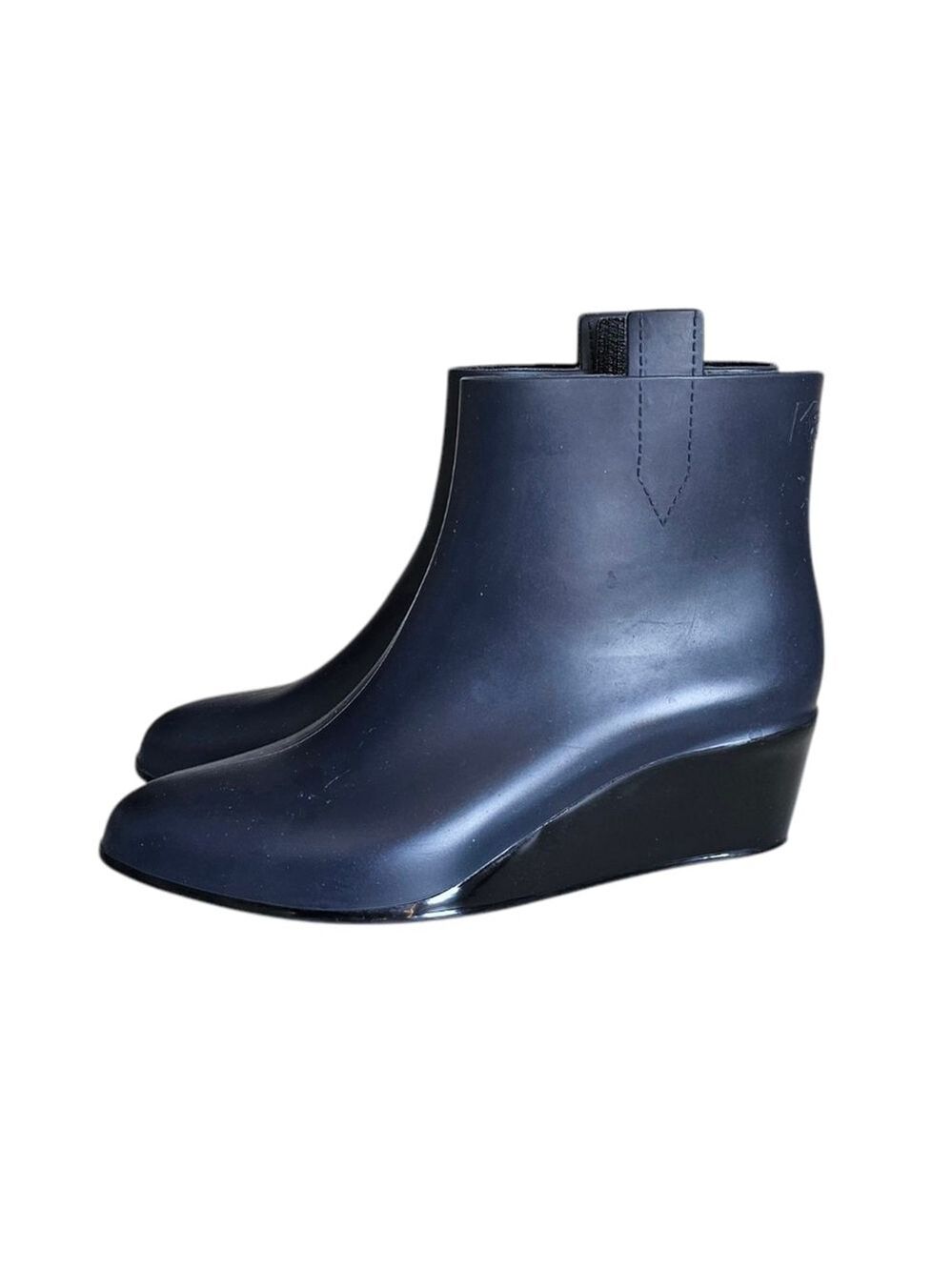 Kartell Sofia Navy Wedge Ankle Rain Boots 9